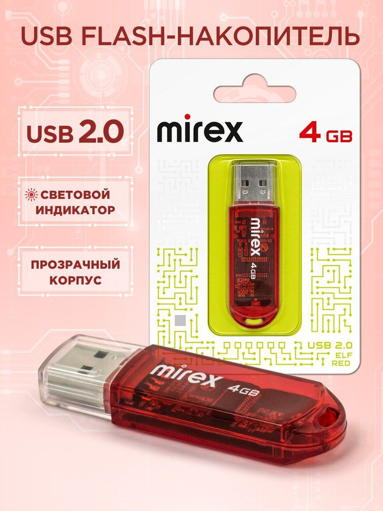 Mirex USB-флеш-накопитель Elf 4 ГБ, красный #1