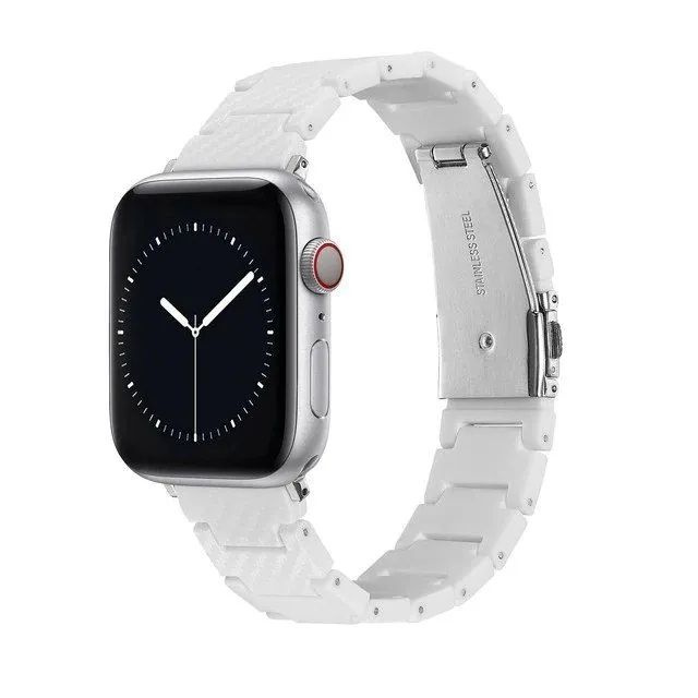 Премиум карбоновый ремешок для Apple Watch Series 1-8 и Ultra - 42/44/45/49 мм (эпл вотч), белый  #1