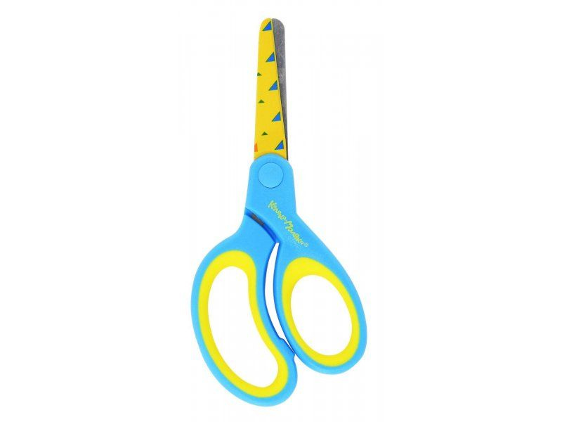 Ножницы детские Каляка-Маляка безопасные с принтом на лезвиях 135 мм желтый/голубой  #1