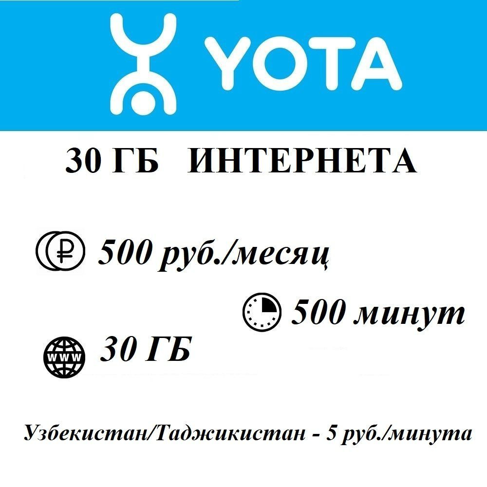 Sim-карта Yota 30 Гб Интернета / 500 мин (Санкт-Петербург и ЛО) 500 руб/мес  #1