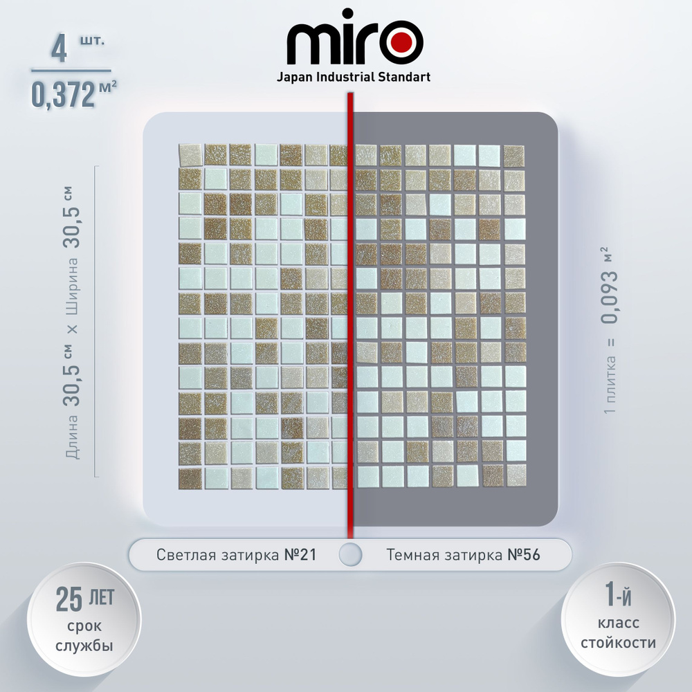 Плитка мозаика для ванной комнаты MIRO (серия Einsteinium №107), моющаяся высокопрочная, размер плитки #1