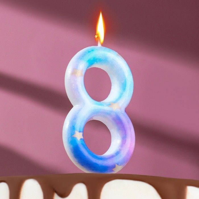 Свеча в торт на шпажке "Звездопад", цифра 8, 9 см, ГИГАНТ #1