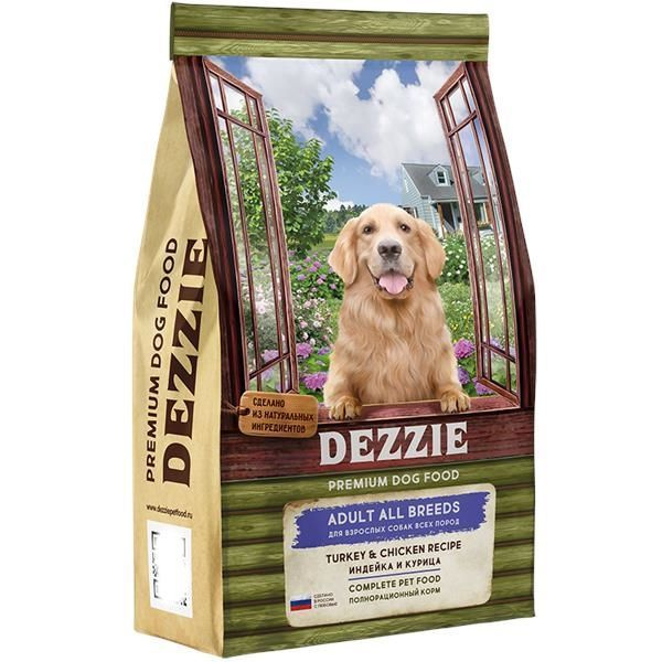 DEZZIE Adult Dog Сухой корм для взрослых собак Индейка и Курица 800г  #1