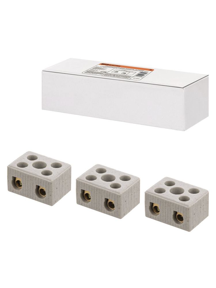 Керамический блок зажимов 15 Ампер 2 пары контактов с крепежным отверстием TDM (упак. 20 шт.)  #1