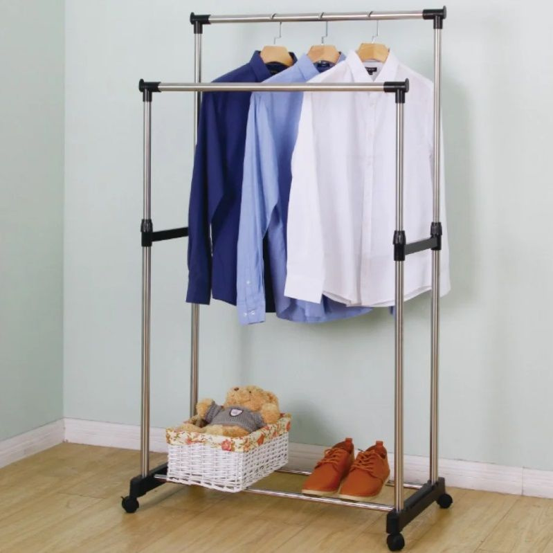 Стойка для одежды / Вешалка напольная вертикальная, на колесиках, размер 160х80х30 см / Для дома и бани #1