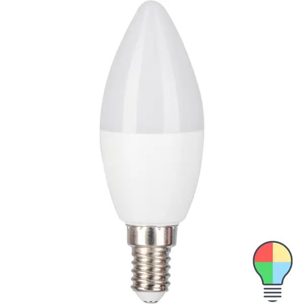 Лампа светодиодная Gauss E14 220-240 В 6 Вт свеча матовая 440 лм, регулируемый цвет света RGBW  #1