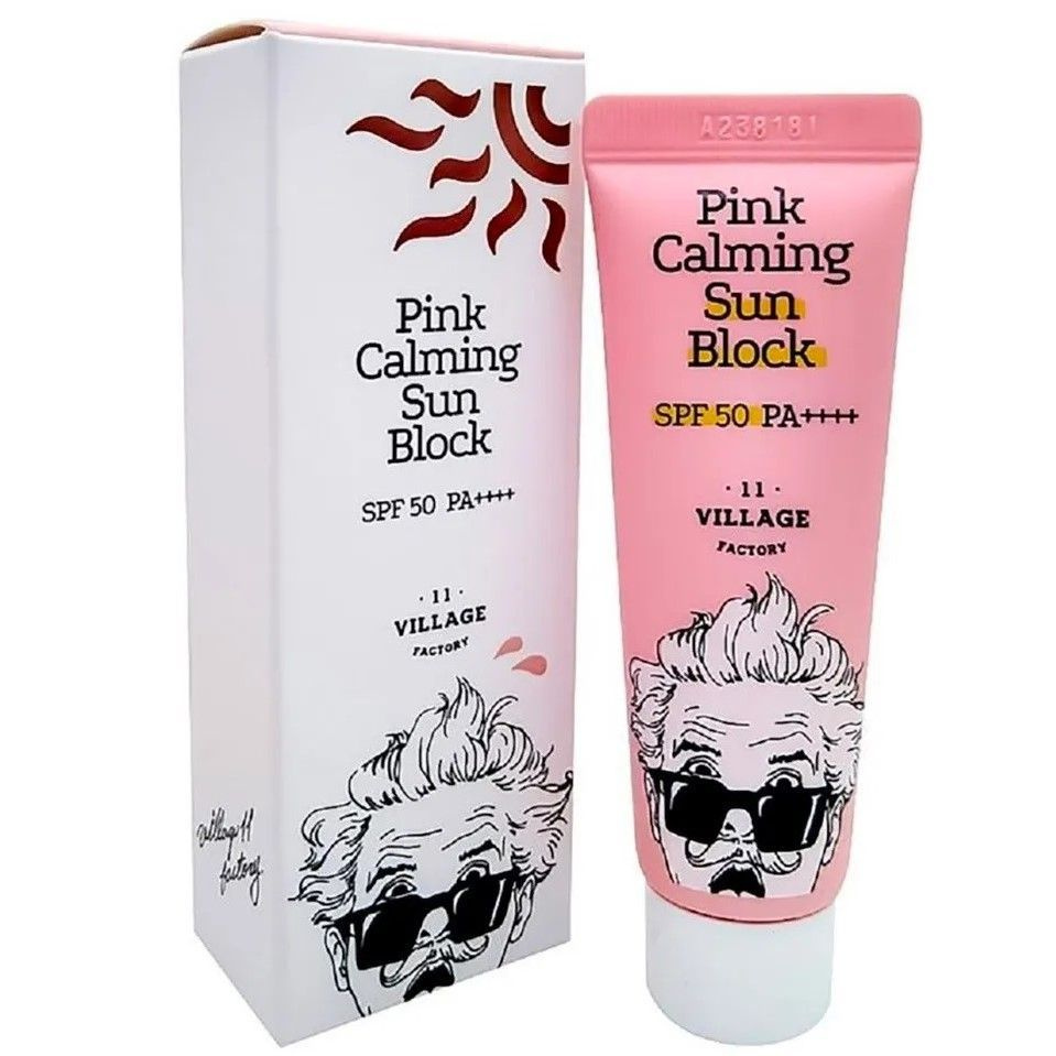 VILLAGE 11 FACTORY Pink Calming Sun Block SPF50 PA++++ Успокаивающий солнцезащитный крем  #1