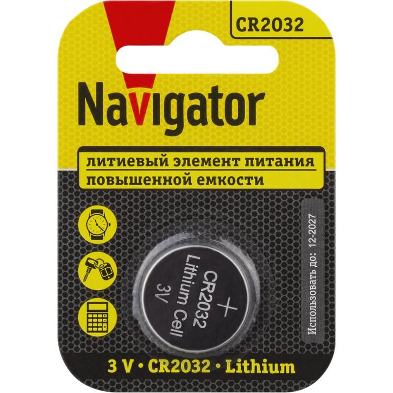 Navigator Батарейка CR2032, Литиевый тип, 1 шт #1