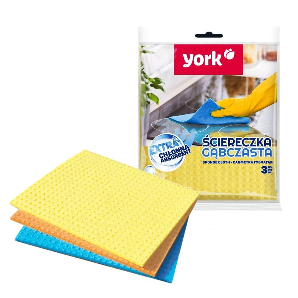 York Салфетки для уборки, желтый, синий и оранжевый, 17,5х15,5 см, 3 шт.  #1