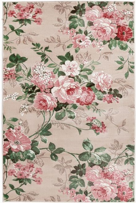 Витебские ковры Ковер Версаль (Ultra soft) бежевый с цветами, в стиле прованс, ковер с розочками и пионами #1