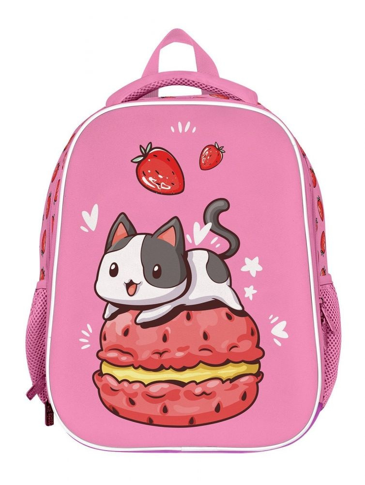 Рюкзак Schoolformat ERGONOMIC LIGHT STRAWBERRY CAT 19 л роз. 38х29х18 жестк. каркас 2 отд. молния д/девочек #1