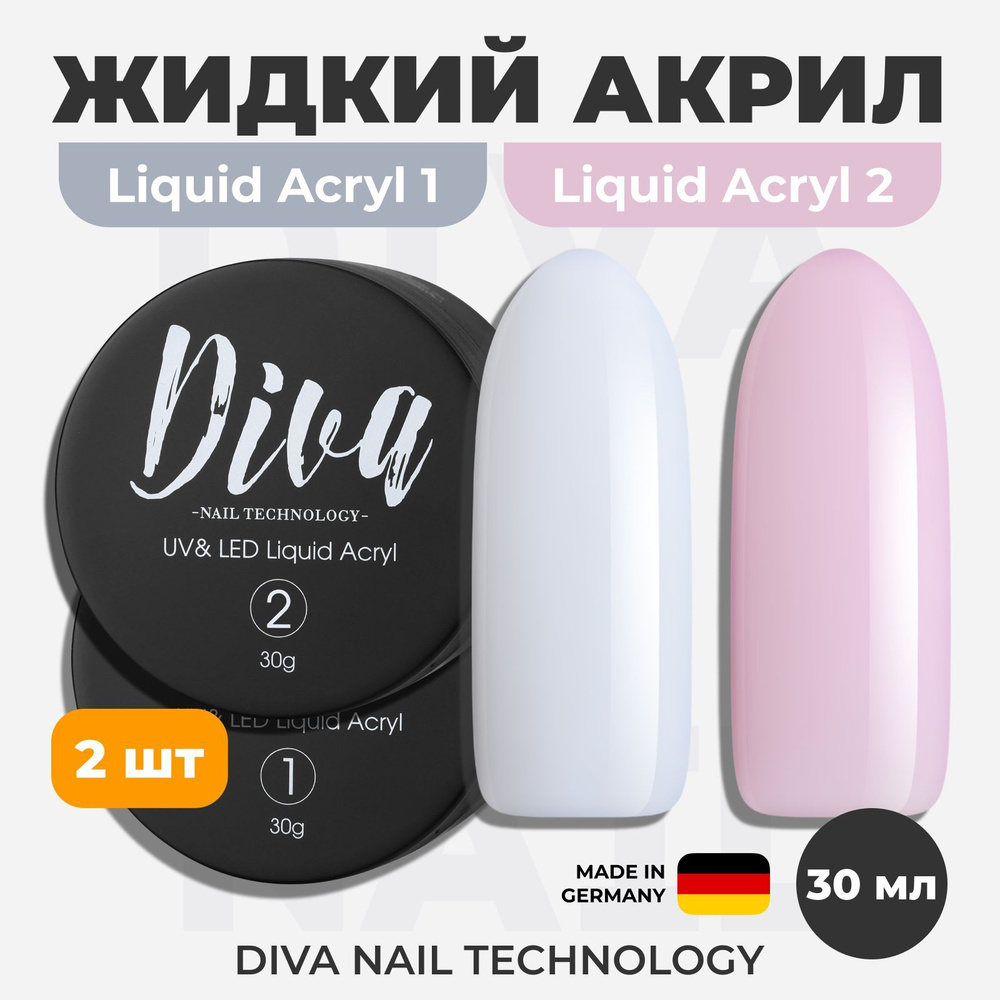 Diva Nail Technology Жидкий акригель для наращивания ногтей, камуфлирующий полигель для моделирования, #1