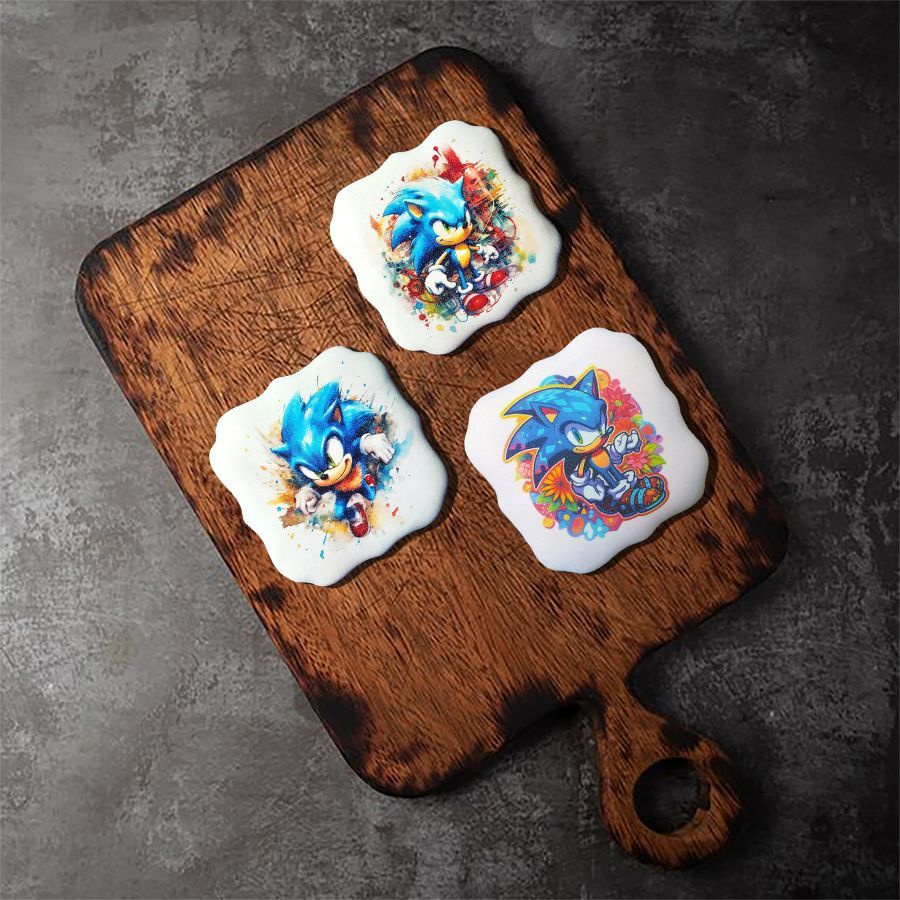 Набор имбирных пряников из 3 шт "Sonic" + подарочная коробка / Пряник в подарок / Соник фанату игры  #1