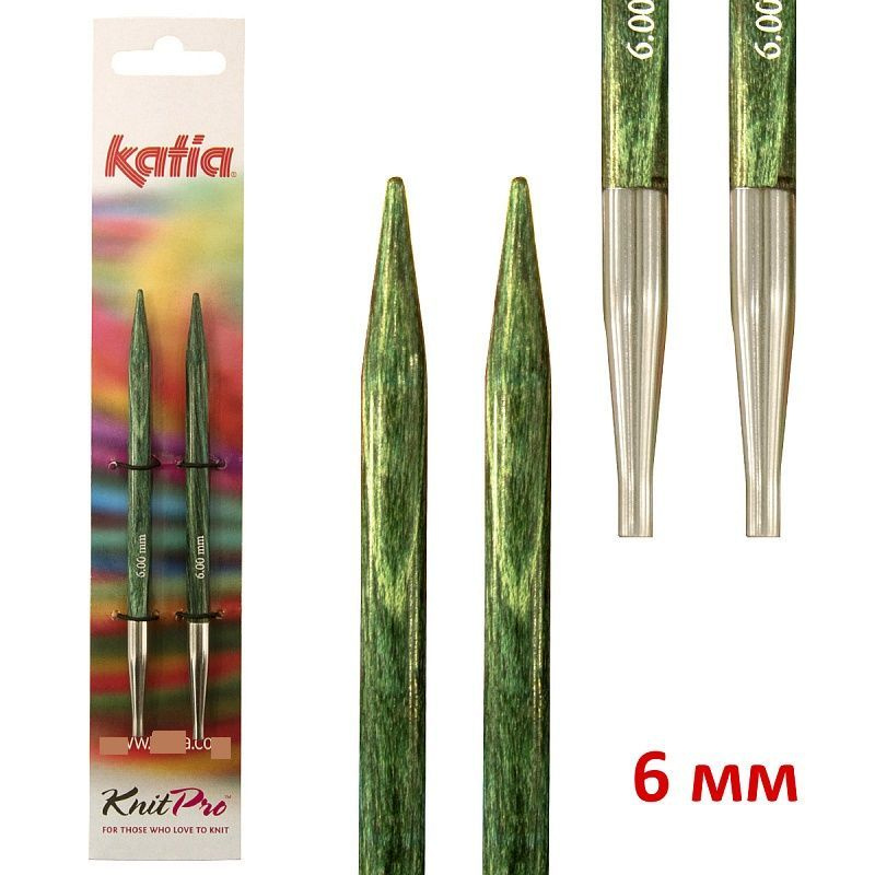 Спицы для вязания KATIA съемные, стандартные, деревянные, 6 мм, арт.7657  #1