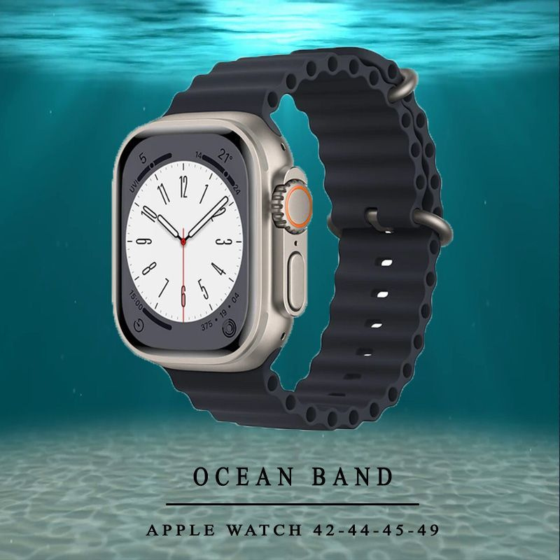 Силиконовый ремешок Ocean Band для smart часов Apple Watch 42 44 45 49 мм / браслет на эпл вотч Apple #1