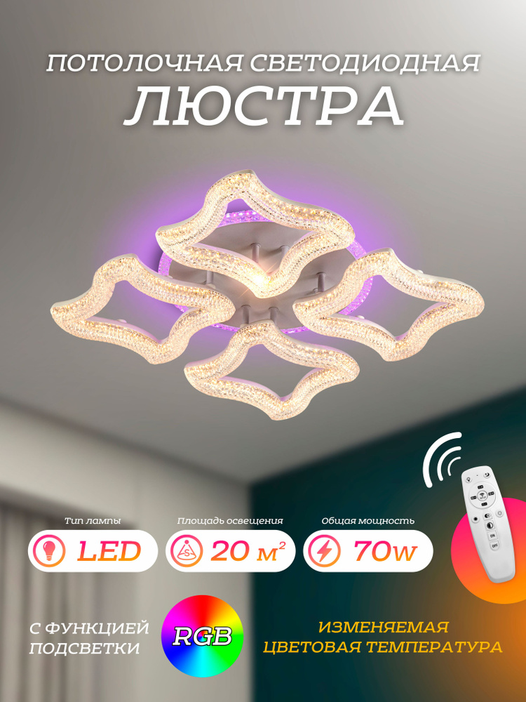 Потолочный светодиодный cветильник - люстра LED4U L3735-4 с пультом  #1