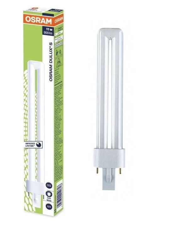 Люминесцентная лампа неинтегрированная OSRAM DULUX S 11Вт, 900 люмен, 4000K, холодный свет, цоколь G23, #1