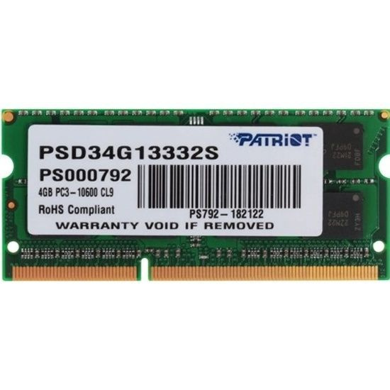 Patriot Memory Оперативная память Модуль памяти для ноутбука SODIMM 4GB DDR3-1333 PSD34G13332S PATRIOT #1