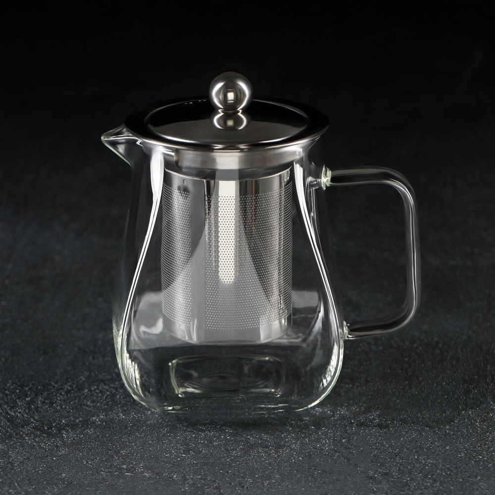 Чайник стеклянный заварочный с металлическим ситом Бингли, 500 мл  #1