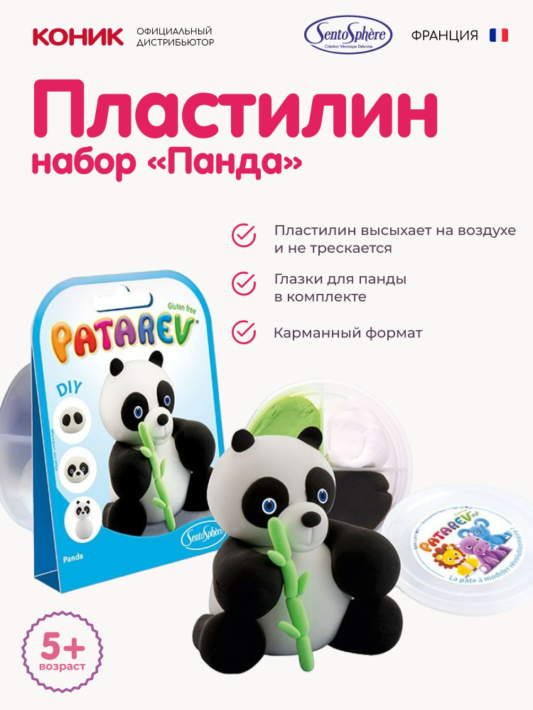Детский развивающий набор пластилина Patarev "Панда" (карманный формат)/ Канцтовары для школы и сада #1