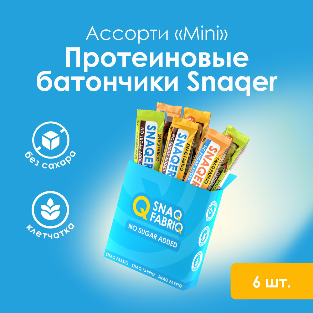 Snaq Fabriq SNAQER Протеиновые батончики в шоколаде без сахара "Ассорти мини", 6шт х 50г  #1