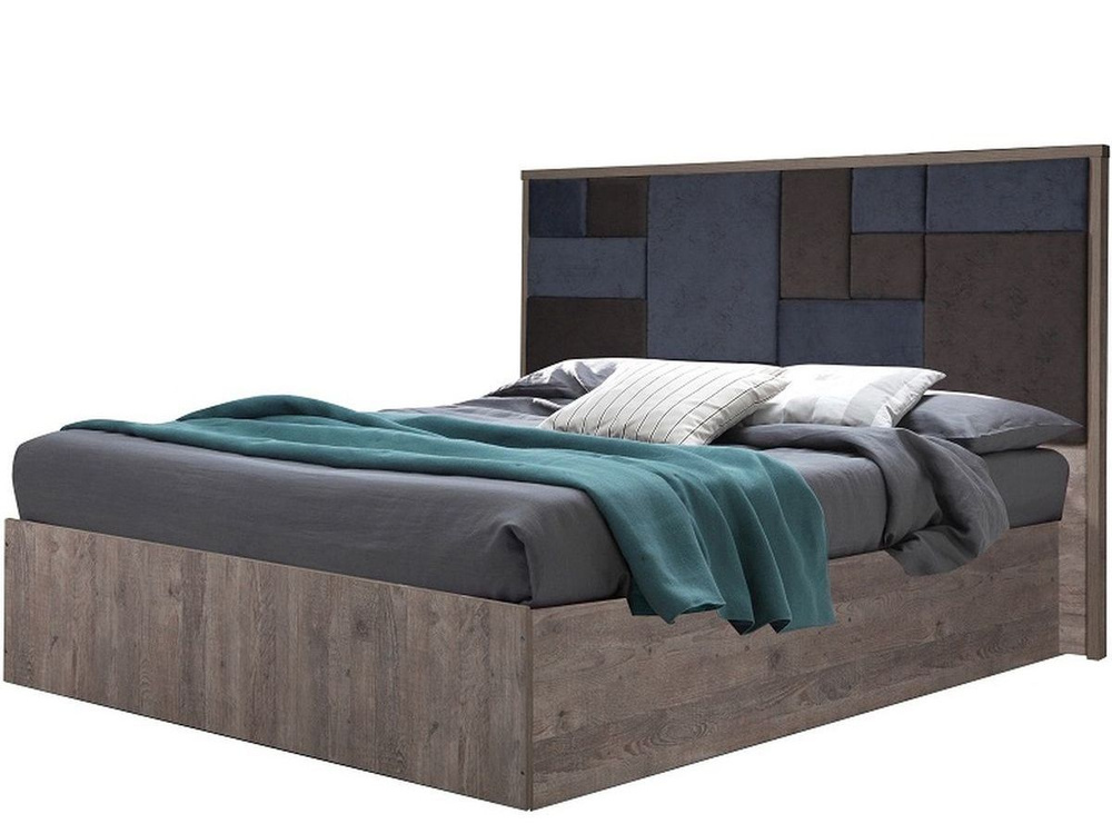 Кровать двуспальная, с мягким изголовьем "Монако" 160х200см, коричневая  #1