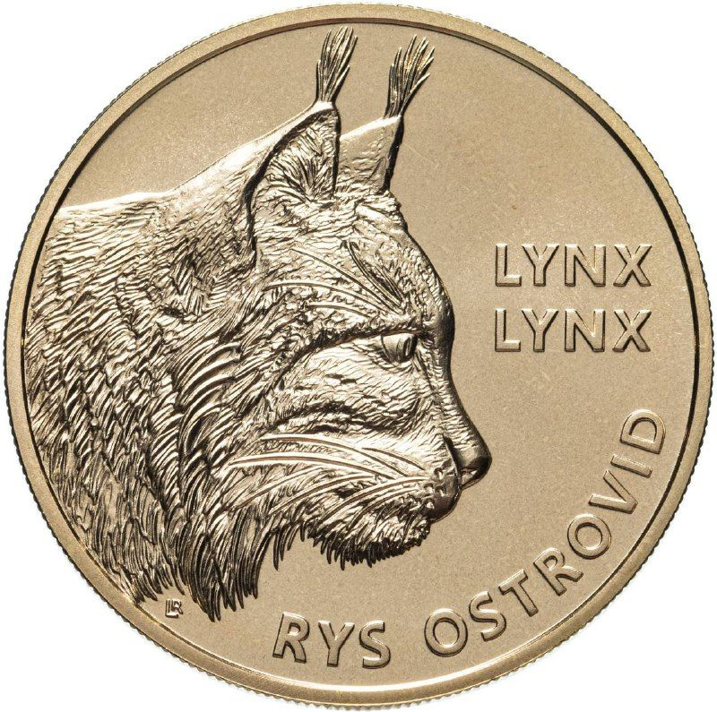 Монета 5 евро Евразийская рысь. Словакия 2022 UNC #1
