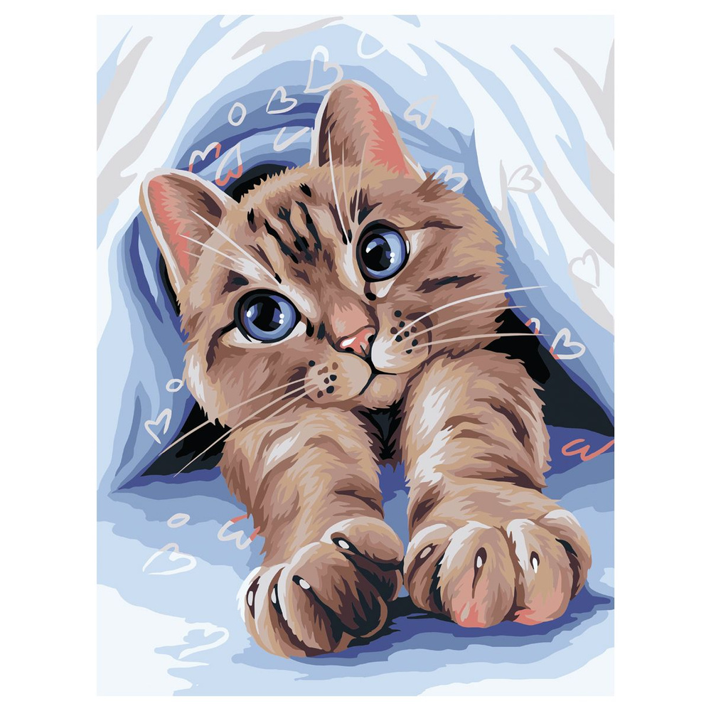 Картина по номерам на картоне ТРИ СОВЫ "Кошачье утро", 30*40, с акриловыми красками и кистями  #1