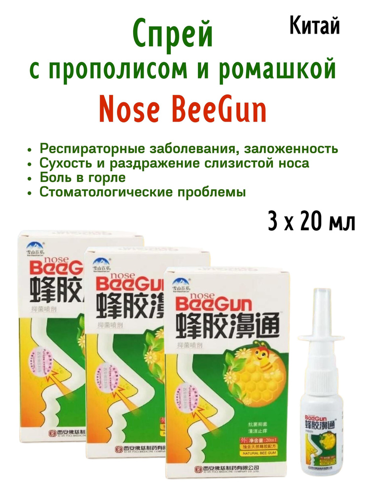 Спрей с прополисом Nose BeeGun, Китай, 3х20 мл #1