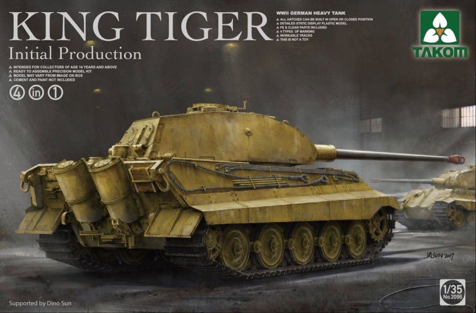Сборная модель танка TAKOM WWII German heavy tank King Tiger initian production 4 in 1, масштаб 1/35 #1