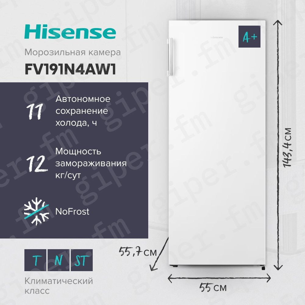 Морозильная камера Hisense FV191N4AW1, 147 л, No Frost, 4 ящика, белый #1