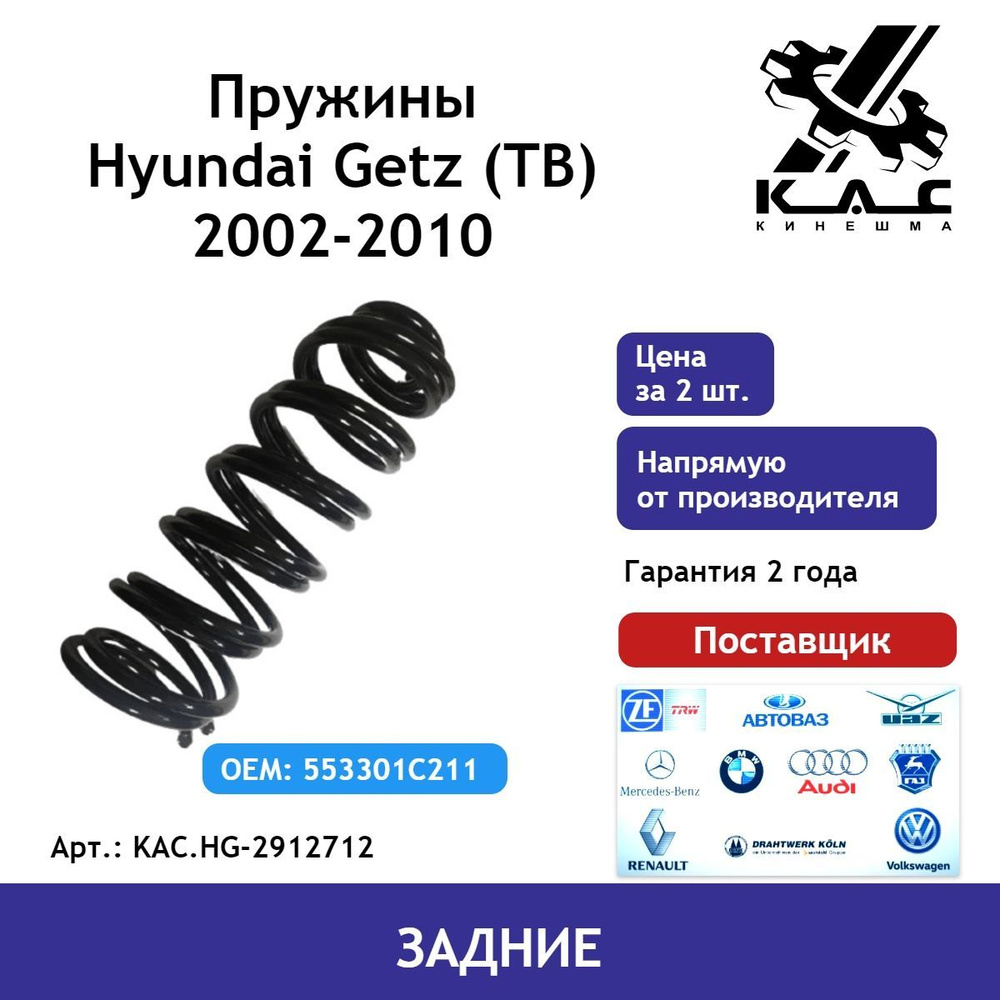 Пружина (2 шт.) задней подвески Hyundai Getz (Хендай Гетс) #1