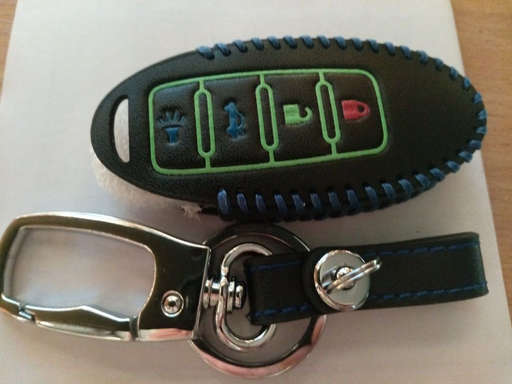Кожаный чехол с лазерной гравировкой для смарт ключа INFINITI 4 button (JX35), СМ05  #1