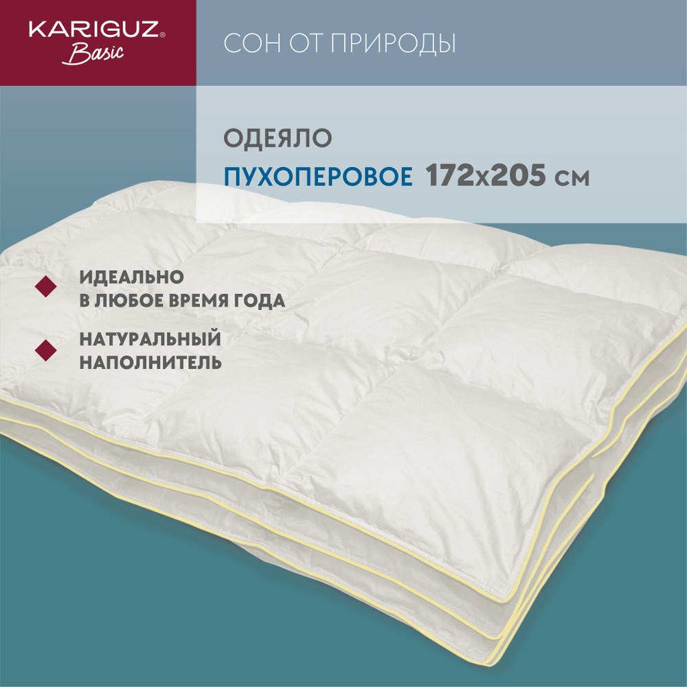 Одеяло двуспальное 172х205 см пуховое, 70% пух 30% перо всесезонное " Север"  #1