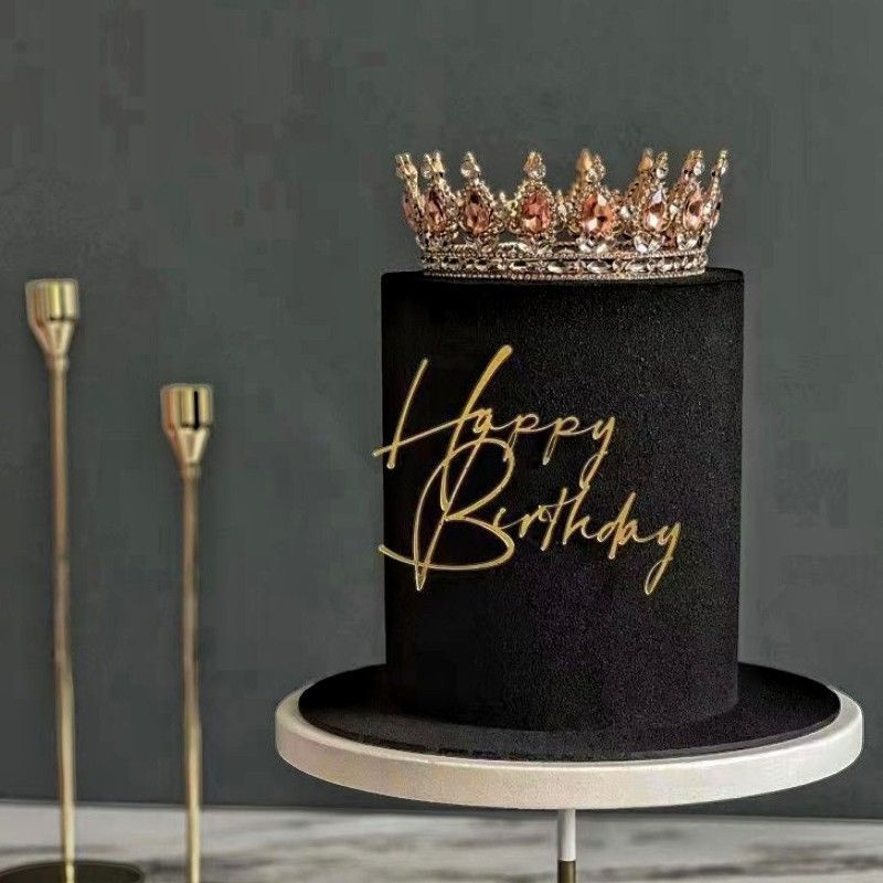 Топпер для торта на день рождения 7х9 см, украшение для торта Happy Birthday золото  #1