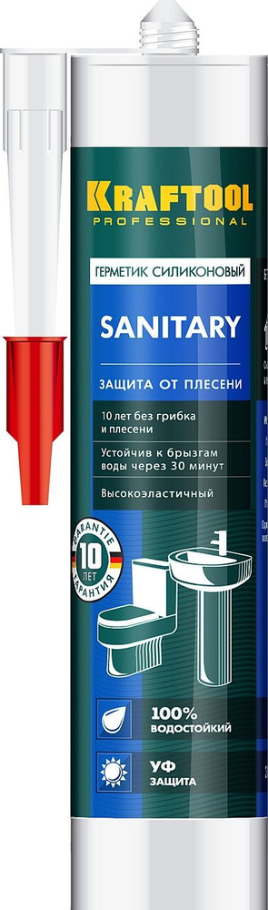 Санитарный силиконовый герметик KRAFTOOL Sanitary 300 мл белый #1