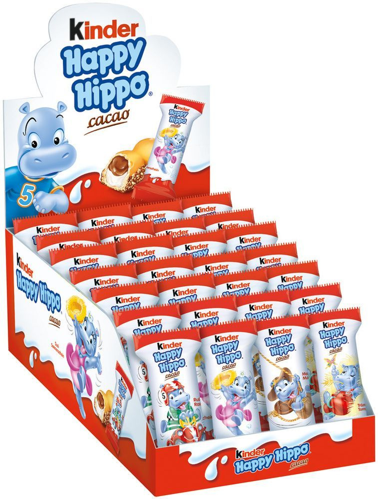 Шоколадно-молочное печенье Kinder Happy Hippo Cacao / Киндер Хеппи хиппо какао 588г (28штук)  #1