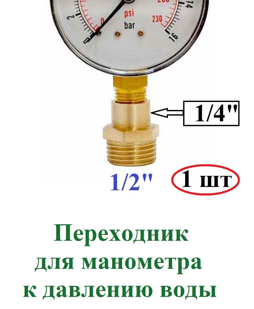 Переходник (футорка) для манометра 1/4 Х 1/2 F-M #1