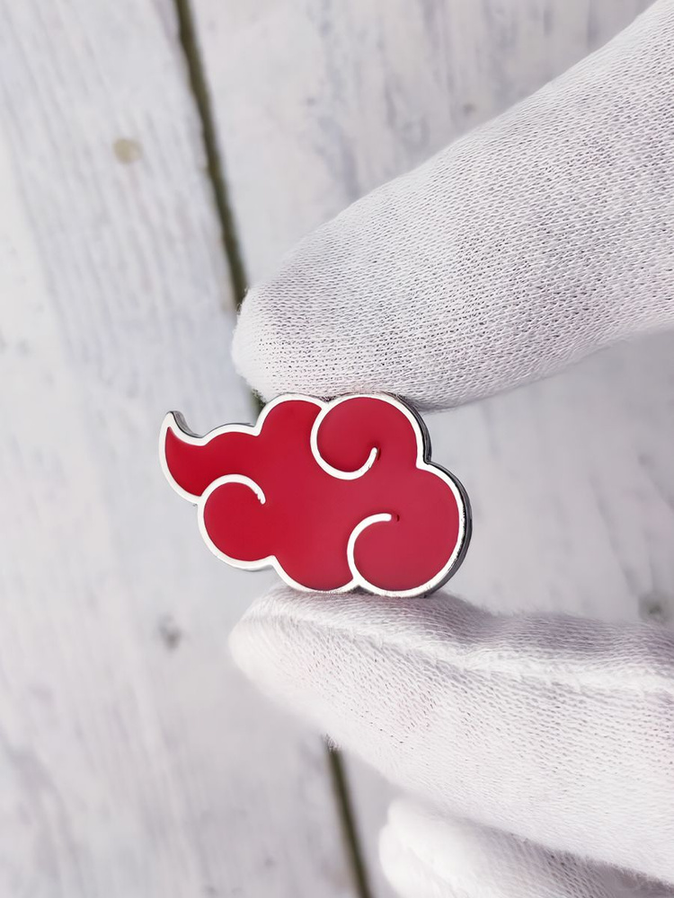 Металлический значок пин / "Символ Акацуки" / красное облако / аниме Наруто  #1