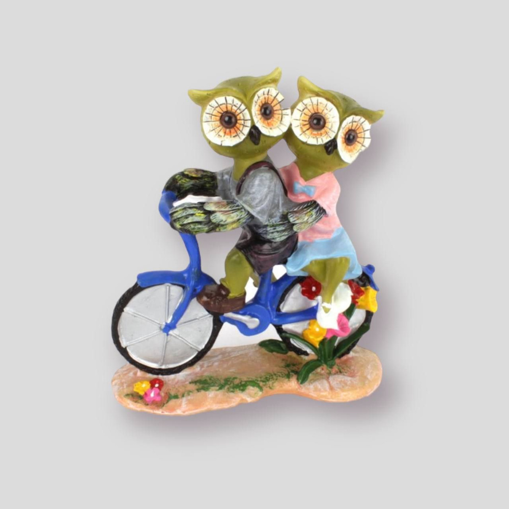 Статуэтка Совы на велосипеде ручная роспись #1