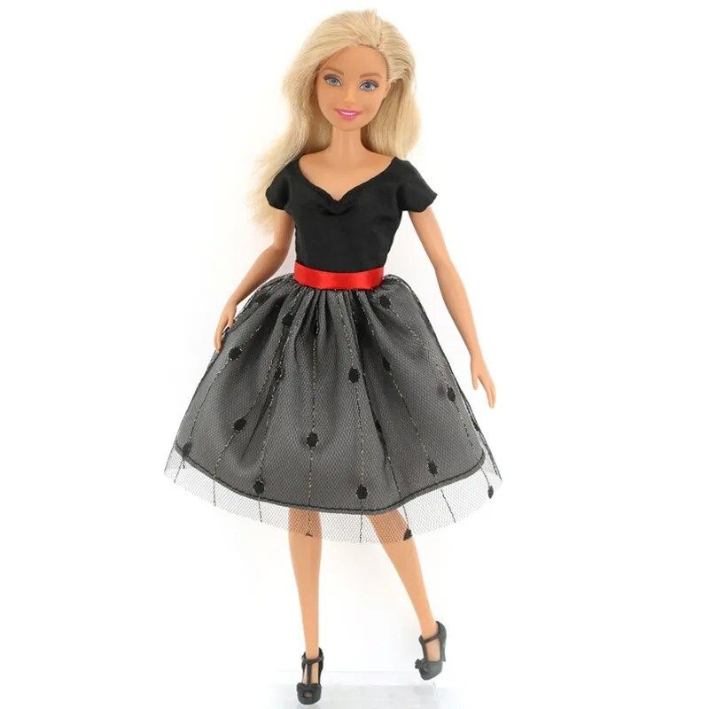 Платье для Барби атласное с сеткой серая юбка #1