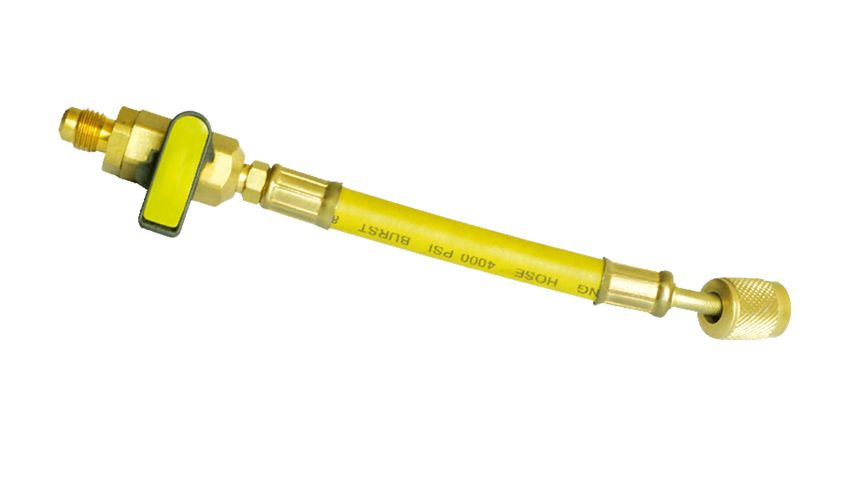 Шланг заправочный,с шаровым краном (желтый) R410 YV 1/4" - 1/4" #1