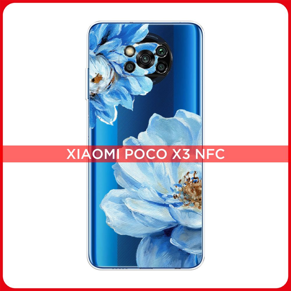 Силиконовый чехол на Xiaomi Poco X3/Poco X3 Pro / Сяоми Поко X3/Поко Х3 Про Нежно-голубые клематисы, #1