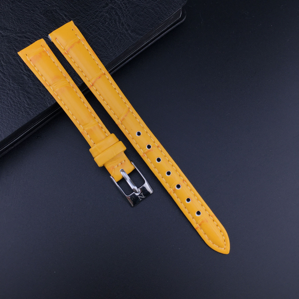 Ремешок для часов кожаный 10 мм желтый, под рептилию, Nagata Leather, 1 шт  #1