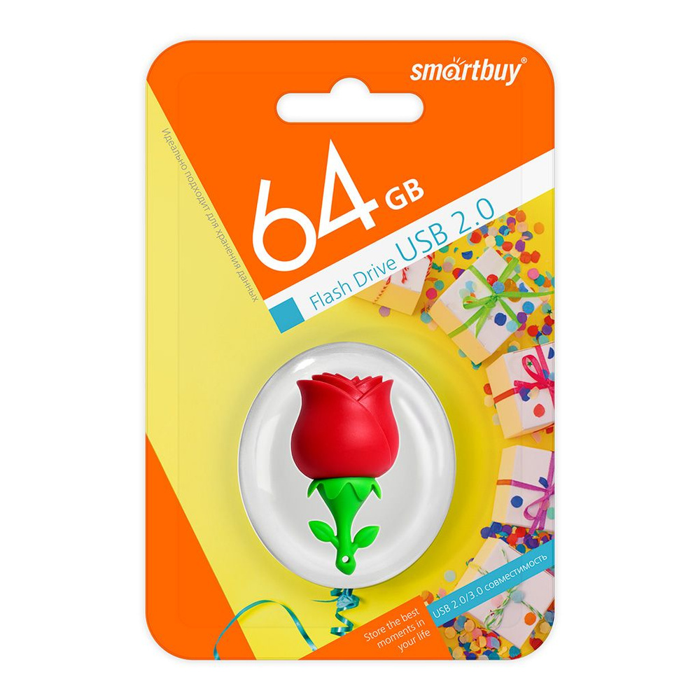 USB флеш накопитель 64 Gb SmartBuy Wild series Роза SB64GBRose / подарок #1