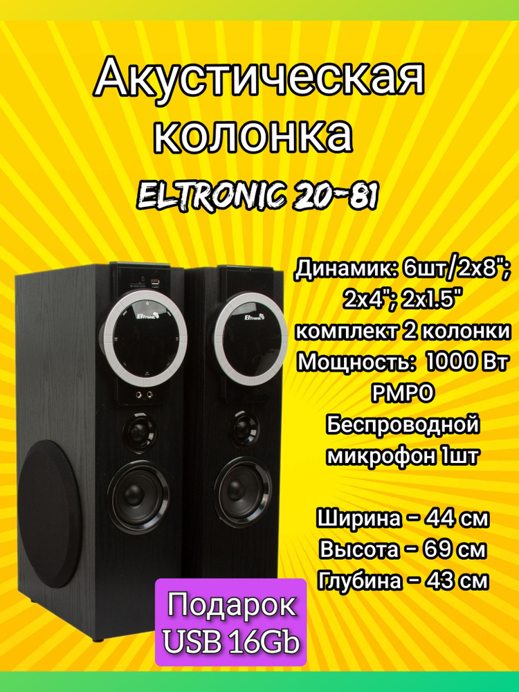 Акустическая система ELTRONIC 20-81 HOME SOUND (2 колонки) черная #1