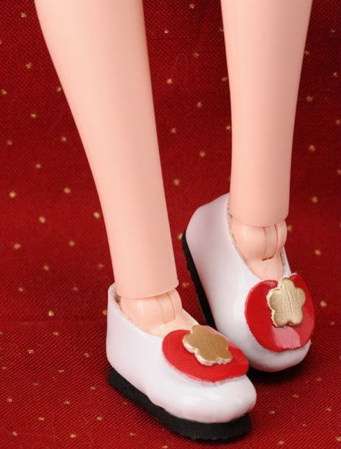 Туфли для БЖД кукол Dollmore 12 inches Tomato Shoes White (Белые с помидоркой, для кукол 31 см)  #1