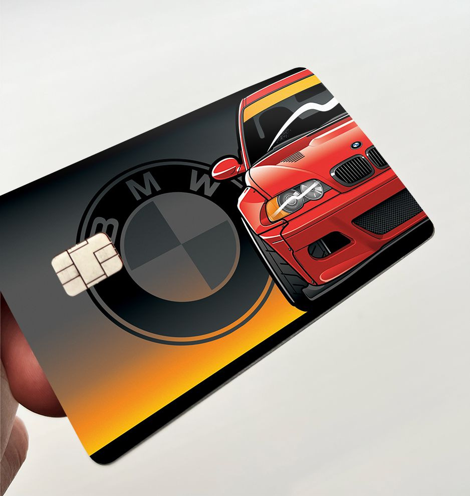 Наклейка на банковскую карту, BMW E46 Rocket Bunny, красный #1