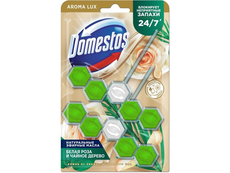 Блок для очищения унитаза Domestos Power 5, Свежесть зеленого чая  #1