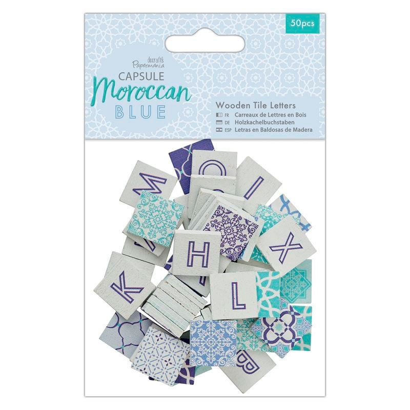 Набор букв docrafts "Moroccan Blue", на основе из дерева, 50 шт #1